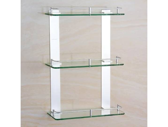 Aioneer Schwebende Glasregale, Dreifach-Glasregal, Wandmontierter Bad-Organizer Aus Aluminiumglas, Badezimmer-Glas-Organizer-Gestell Für Toilette, Küche, Dusche, SilberSilver-20cm