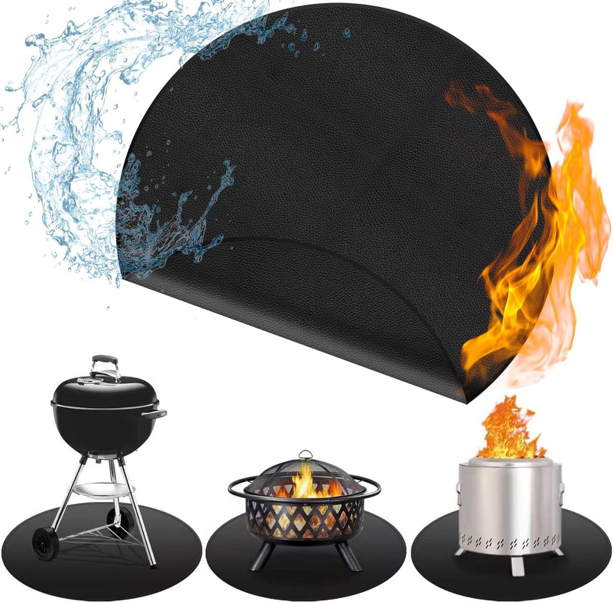 Ronde vuurvaste BBQ mat van 60 cm voor vloerbescherming van je barbecue