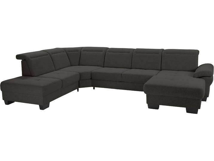 Wohnlandschaft, Struktur fein & Luxus-Microfaser, Anthrazit, 360×253 cm, Sitztiefenverstellung, Modern, Places of Style