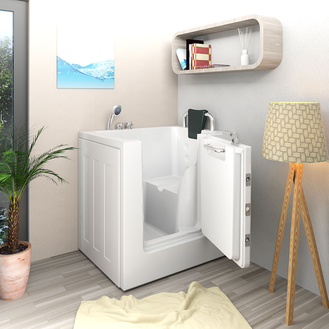 Senioren Sitzbadewanne Sitzwanne Badewanne mit Tür S02-C-R 100x78 cm
