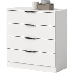 KOMMODE weiß 74 x 80 cm, Schubladenkommode mit 4 Schubkästen
