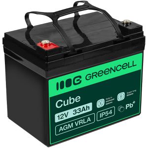 Green-Cell AGM-Batterie VRLA, 12 V, 33 Ah, M6 Anschluss