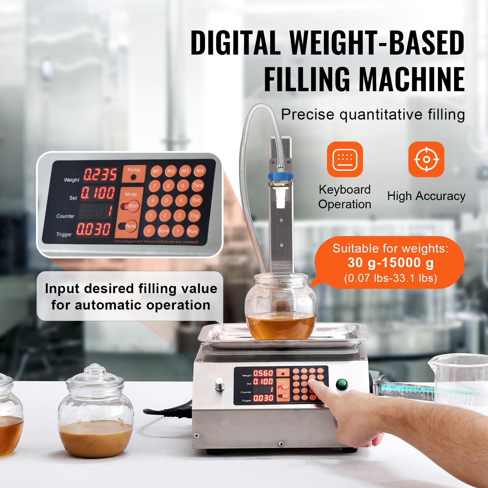 Abfüllmaschine 17 L/min Flüssigkeitsabfüllmaschine 30-15.000 g pro Füllung Flaschenabfüllmaschine 26 x 26