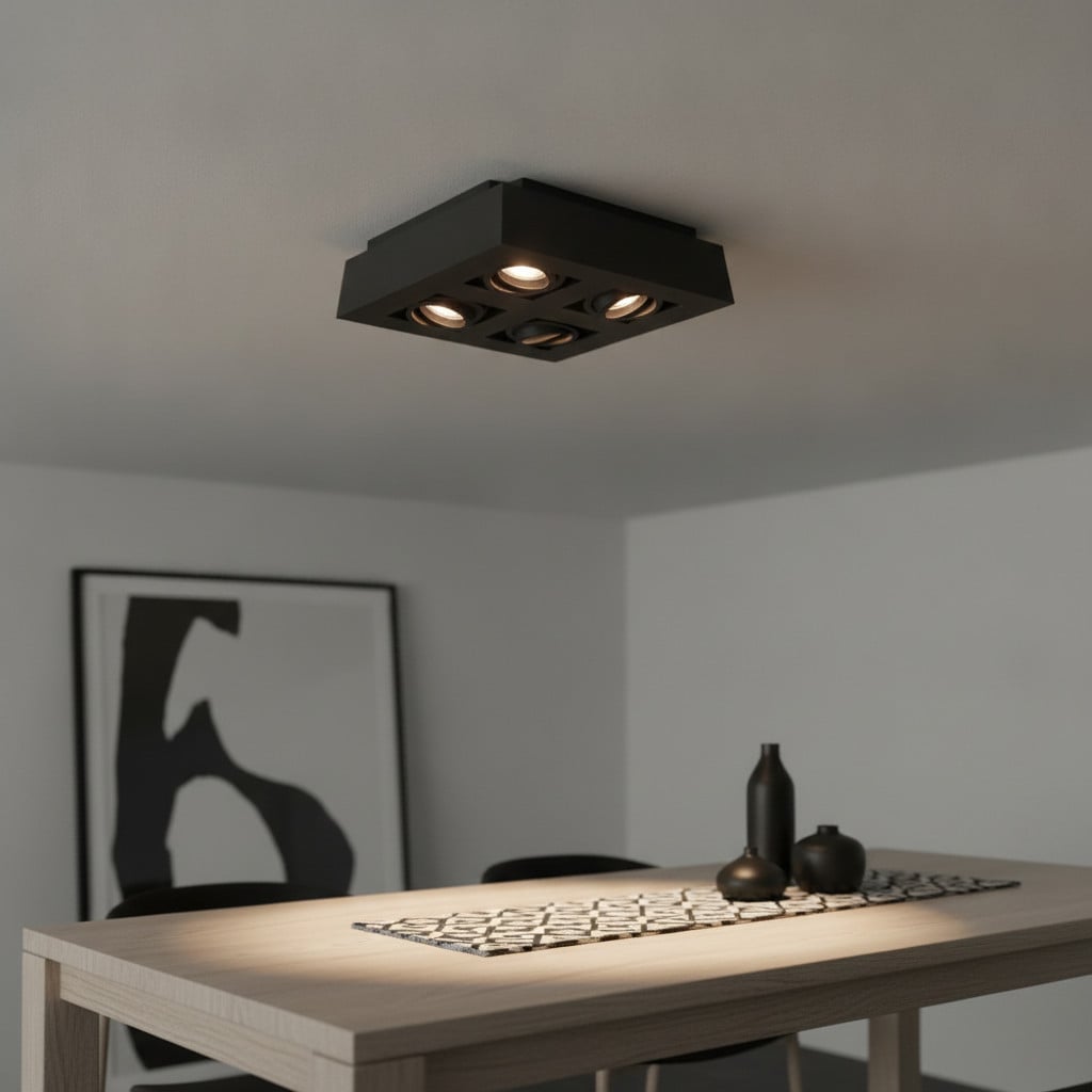 Artdelight Bosco 4-lichts plafondspot zwart B: 25 cm, D: 25 cm