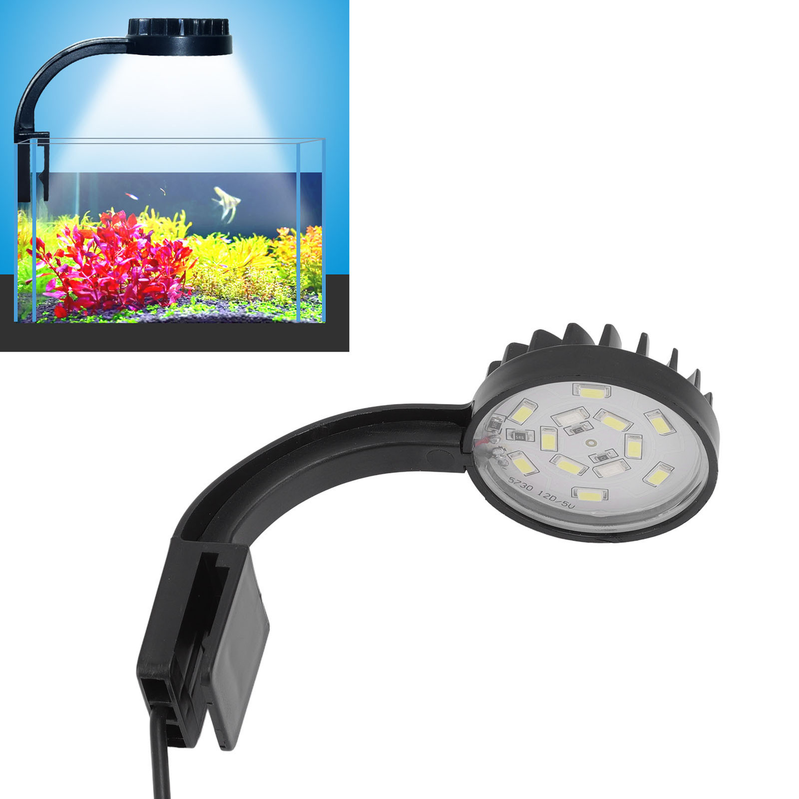 Cocosity LED Aquariumcliplamp, zwart, 5W, volledig spectrum