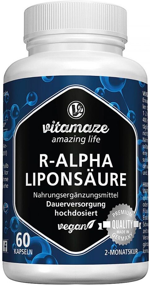 Vitamaze R-Alpha-Liponsäure 200 mg hochdosiert vegan Kapseln 60stk