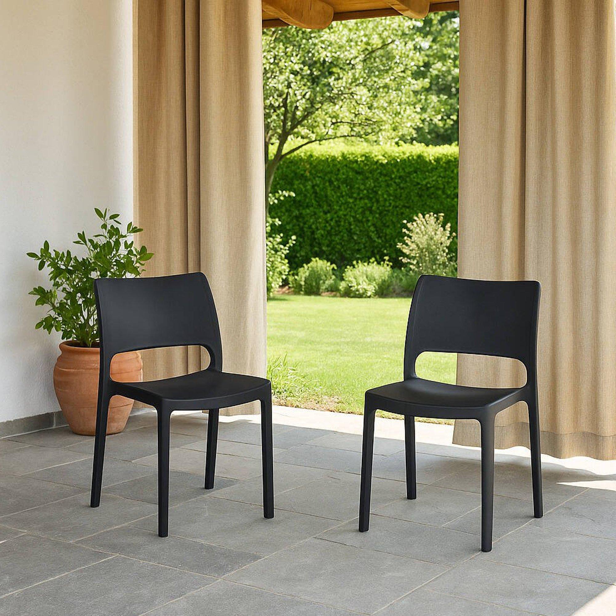 Dmora Outdoor Stuhl Ancona Grau 2 Stühle stapelbar