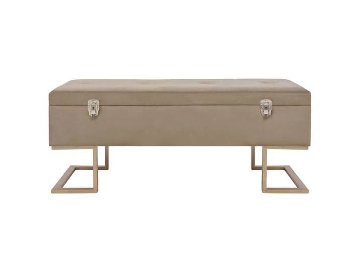 Banc avec compartiment de rangement - - velours - beige - grand rangement - 105 x 40 x 44 cm sop23r4846