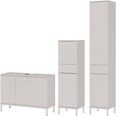 Badmöbel-Set GERMANIA "Laurino", weiß (kaschmir), B:178cm H:190cm T:34cm, Holzwerkstoff, Metall, Kastenmöbel-Sets, Badmöbel-Set, mehrteiliges Set mit Waschbeckenunterschrank,Hochschrank & Midischrank