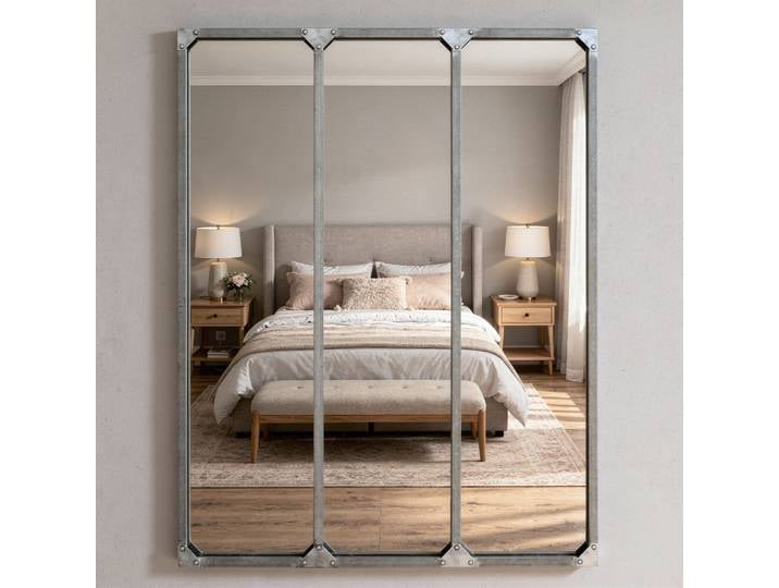Miroir verrière atelier XL rectangulaire en métal finition zinc 9