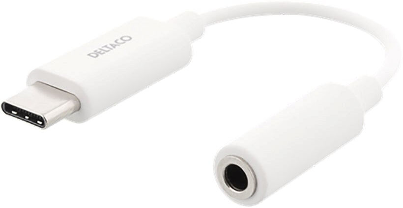 Deltaco USB-C Til AUX 3.5mm Adapter - Hvid