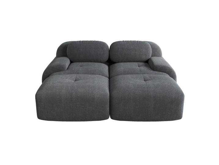 Redom 2-Sitzer Sofa modular mit ergonomischen Armlehnen, rahmenlos und rutschfest, Grau, 208x75x178 cm, Wohnzimmer, Sofas & Couches, Sofas, 2-Sitzer Sofas