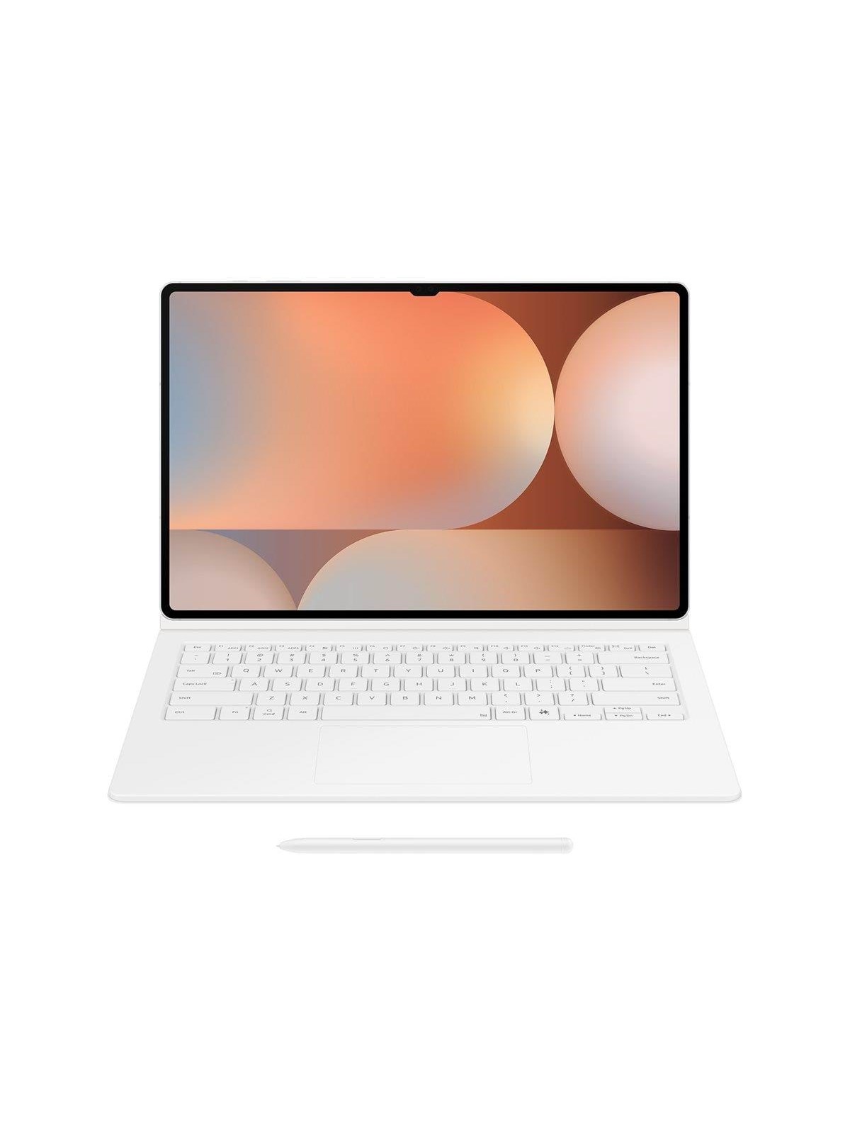Samsung Galaxy Tab S10 Ultra / Tab S9 Ultra - Book Cover Keyboard - White (English) - Tastatur & Folio-Set - Weiss