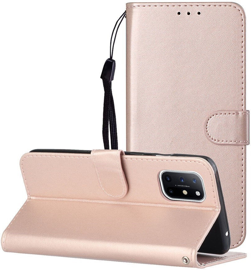 EIDERWOOD OnePlus 8T Kunstlæder Flip Cover m. Strop & Pung - Rose Gold