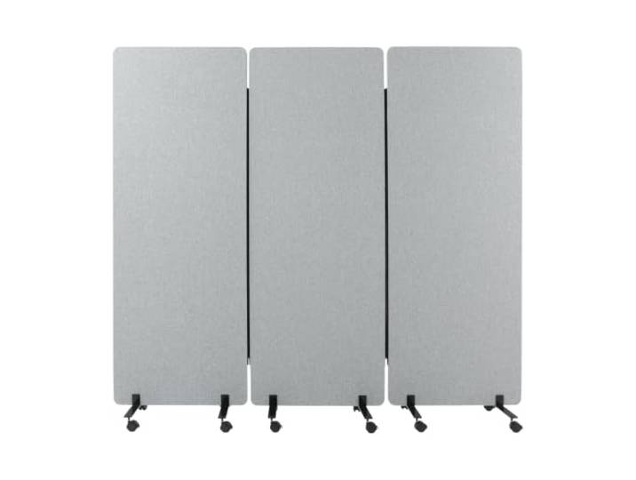 3 Paneele Mobile Trennwand Akustik, 183 x 167 cm Trennwand Raumteiler Raumteiler Trennwand mit Rollen und PET-Vlies, Stellwand trennwände für Bürotrennwand,Schule, Studio und Praxis, Hellgrau