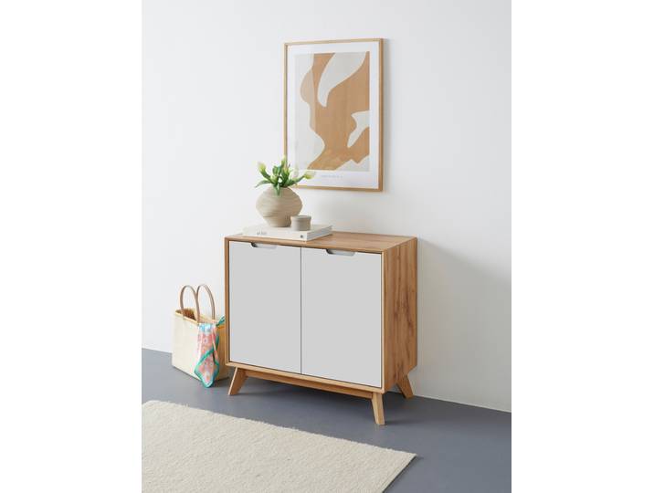 Sideboard OTTO HOME Pandrup , weiß (eiche, weiß), B:80cm H:75cm T:40cm, Dekorfolie, Hartfaserplatte, MDF, Sideboards, Sideboard, Kommode mit 2 Türen und 2 verstellbare Einlegeböden, B:80 cm, H:75 cm