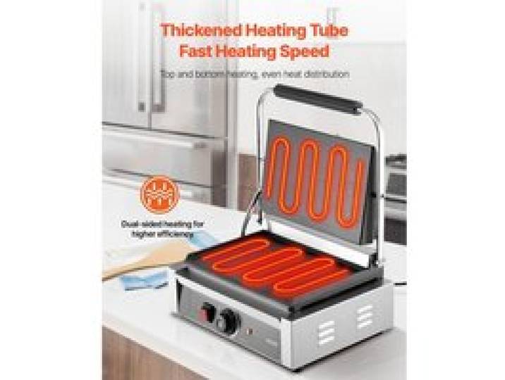 Gril Panini Électrique 2200 W Machine à Panini avec Plaque Émaillée Plate de 34 2x23 5 cm Appareil à Sandwich en Inox avec Poign…