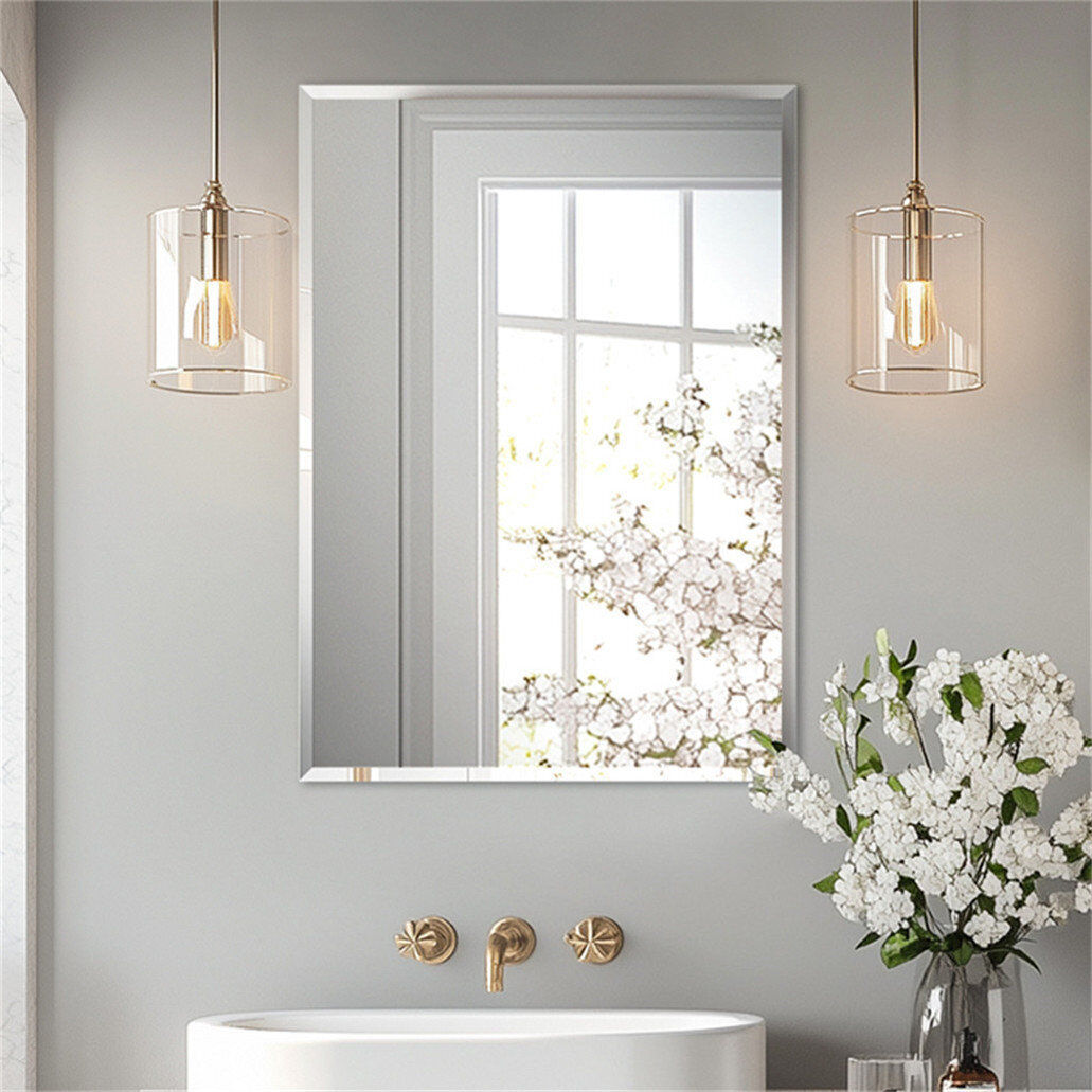 17 Stories Sien Glass Flat Wall Mirror Silver 60cm x 80cm
