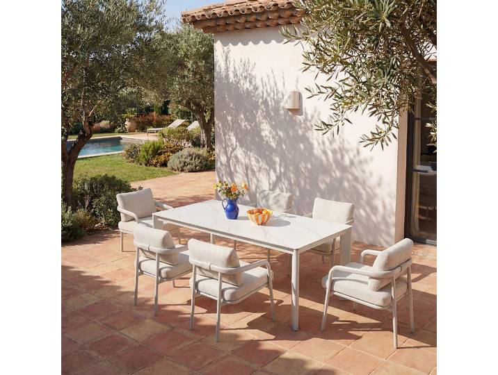 HABITAT - Table à manger de jardin en aluminium et céramique - Blanc cassé - Corvo