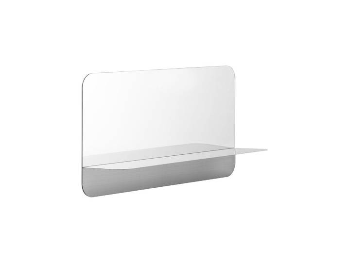 Miroir avec tablette en acier argenté Horizon