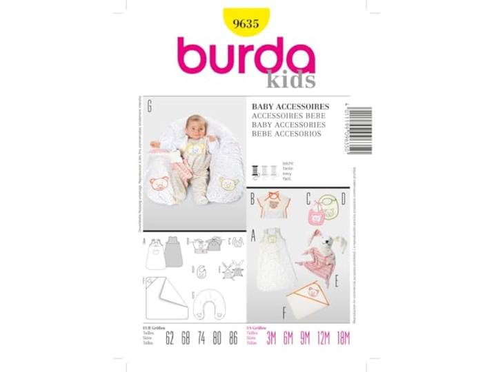Burda Patroon 9635 Baby Accessoires Gr. 19 x 13 cm 62-86 EU