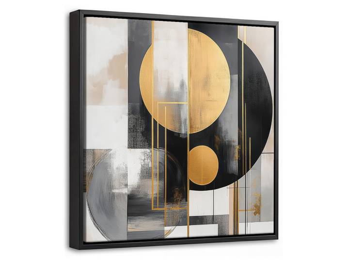LEINWAND Bilder mit Rahmen - Abstrakt - Gold - Silber - Formen - Ästhetisch - Modern - 20x20