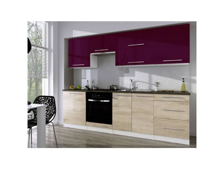 Ensemble de cuisine - 3XE LIVING - 3xE living - 260 cm - Façade mélaminé brillante - 3 tiroirs 8 portes