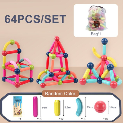 Playful Picks Magnetic Balls And Rods Set Educations Magnetic Building Blocks 64 Pcs
