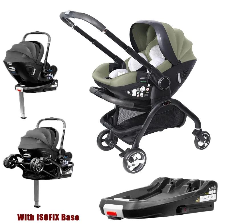 Kinderwagen - S366 4-in-1 - Liegefunktion - Faltbar - Mit Babyschale - Leicht und Tragbar - Grün
