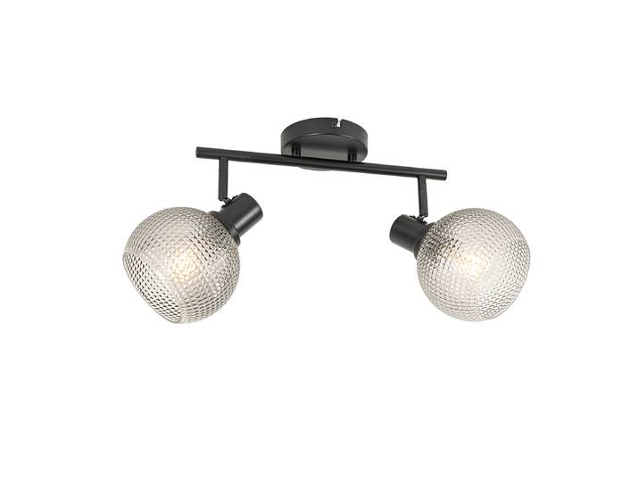 Spot design noir avec verre fumé 2 lumières - Chico