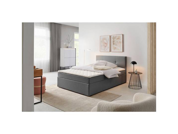 P & B Boxbett, Grau, Kunststoff, H2, 140x200 cm, Schlafzimmer, Bett, Boxspringbetten