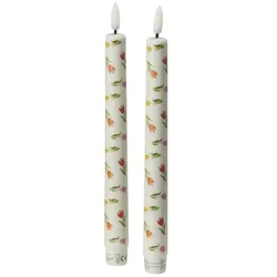 LED Stabkerze  2er Set   , weiß , Paraffin,Kunststoff , Maße (cm): H: 25  Ø: 2.2