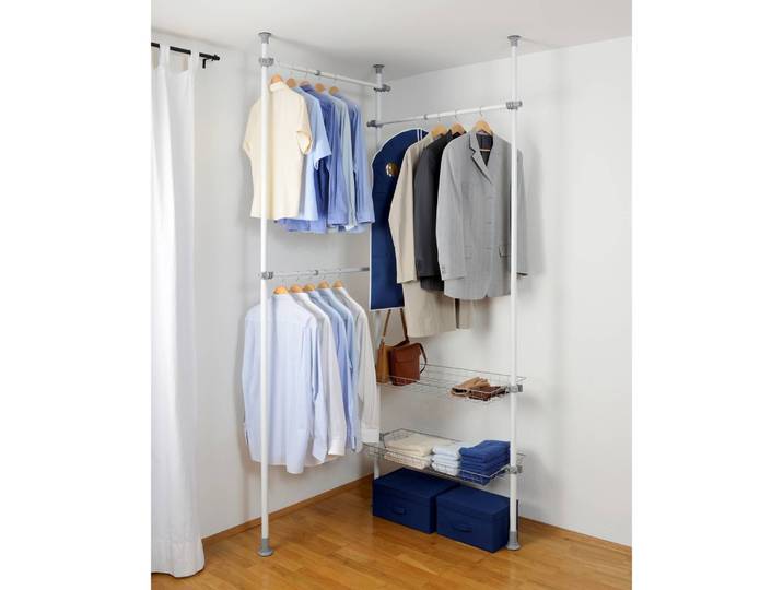 Teleskop-Garderobe Duo 164 x 165 x 38cm Weiß/Weiß