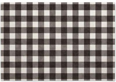 CounterArt "Lake Living Check Premier Poly-Cotton Blend Fabric Placemats 18"" x 12"" Machine Washable Dryer Safe Made in the USA"