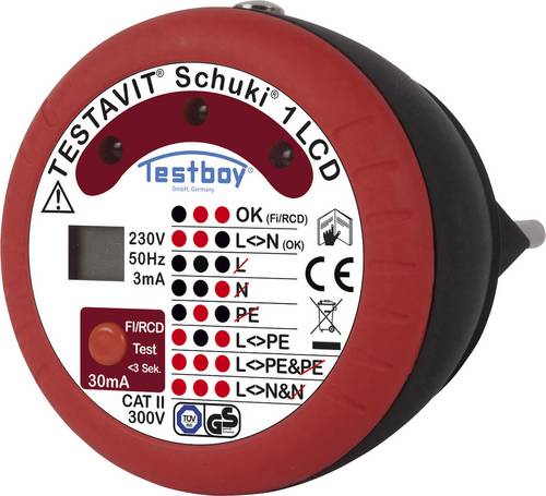 Testboy Testavit Schuki 1 LCD Steckdosentester CAT II 300V LCD, LED