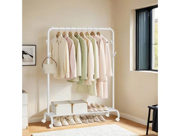 Porte-manteau Villard avec 1 barre 104 x 155 x 41cm Blanc