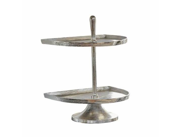 Loberon Etagere Quiralen, antiksilber Halbrundes Design – ideal für Wände, Markante Aluguss-Struktur, Silberglänzend