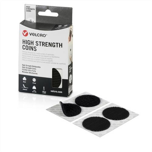 VELCRO High Strength Fastener 6 Hakenpunkte 6 Flauschpunkte, Haken & Flausch, DM 45mm schwarz