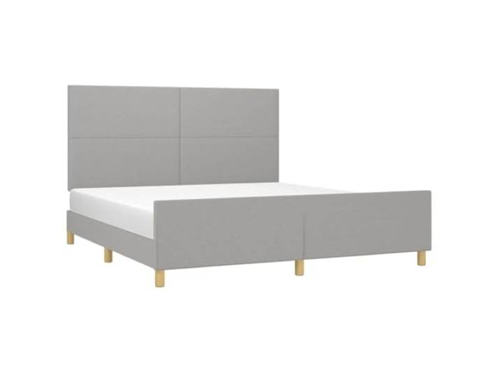 KTHLBRH Bettgestell hellgrau 160 x 200 cm, Stoff Mit verstellbarem Kopfteil, Latten aus Sperrholz, robuste Beine
