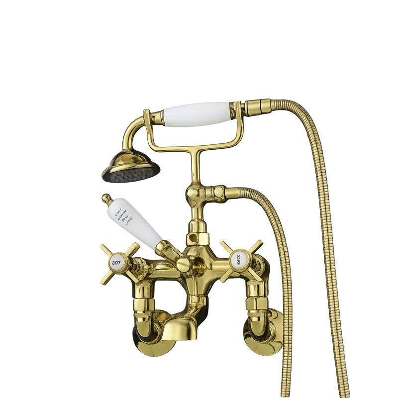 Badezimmerarmatur im Retro-Stil, Modell WALFORD, goldfarben, Wandmontage, Wasserhahn