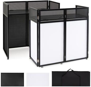 Costway Portable DJ Booth with Adjustable Feet and Detachable Tabletop-Black