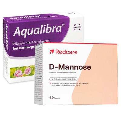 Aqualibra Filmtabletten gegen Blasenentzündung + D-Mannose RedCare 1 St Set