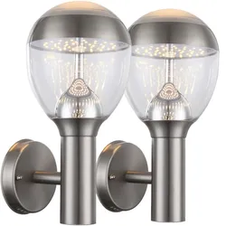 Außen Wandleuchte Wandlampe Außenleuchte IP44 Silber Edelstahl H 31,7 cm