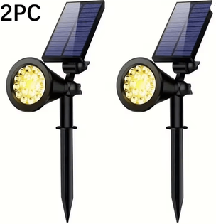 Inspire Essentials SolarGlow Garden Spotlight 2 Pack Outdoor Solar Landscape Spotlight With Smart Light Control & Waterproof Design 2 Pc Warm