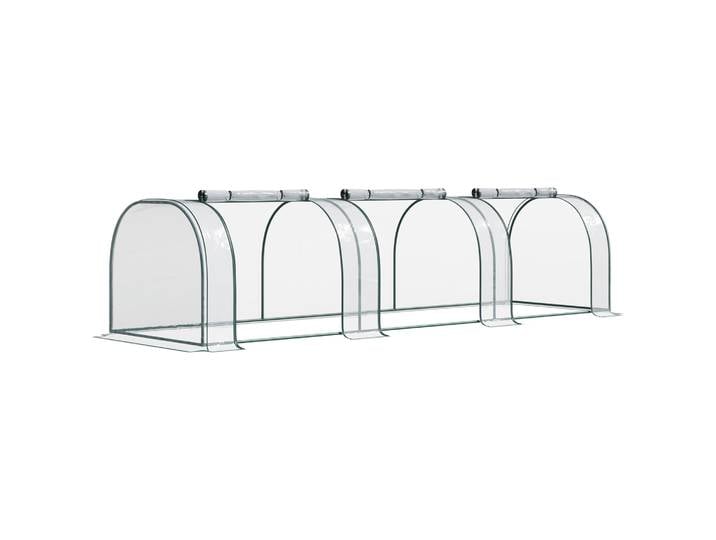 Serre de jardin Outsunny 350x100x80 cm pour terrasse, culture de plantes, type tunnel, installation plate, acier et PVC