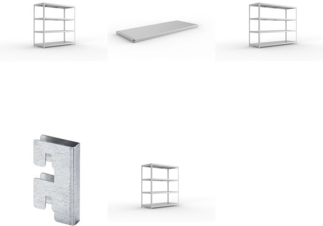 Meta Set Weitspannregal Speed-RackGr 1970x2000x800 mm+SPEED-RACK Zusatzfachebene 2000x800 mm in verzinkt mit Stahlpaneelen+Weitspannregal vzk 1700x800x1970 Stahlp.+Weitspannregal vzk 2500x800x1970 Stahlp.+Zubehör Päckchen Verdübelungsset SPEED-RACK vzk mi
