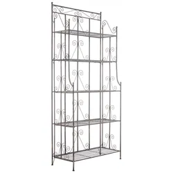 CLP Standregal Ciara I Metallregal für Pflanzen im Landhausstil I Regal für Balkon, Terrasse, Veranda und Garten I 5 klappbare Böden