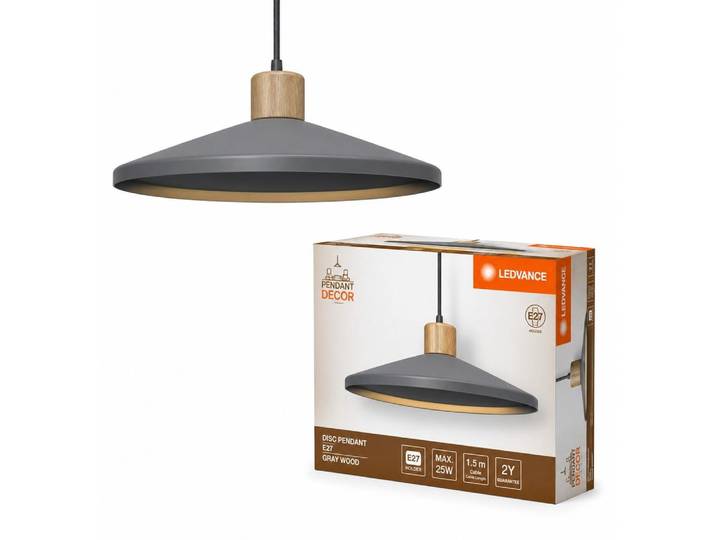 Ledvance Decor Concrete Wood Dunkelgrau/Holzdekor Ø32cm max. 25W E27