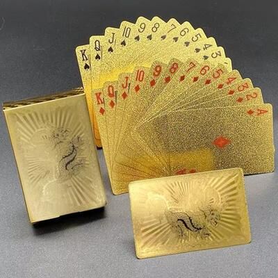 Inspired Finds Luxury Waterproof Playing Cards Sleek Black Poker Deck For Magic, Parties & Game Nights golden Dragon