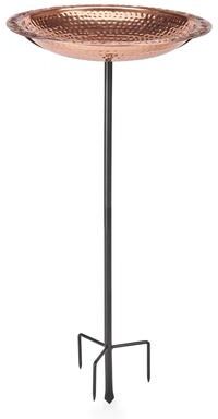 "Pure Copper 18"" Bird Bath on Garden Pole By Good Directions"